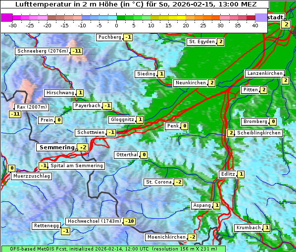 Temperatur, 15. 2. 2026