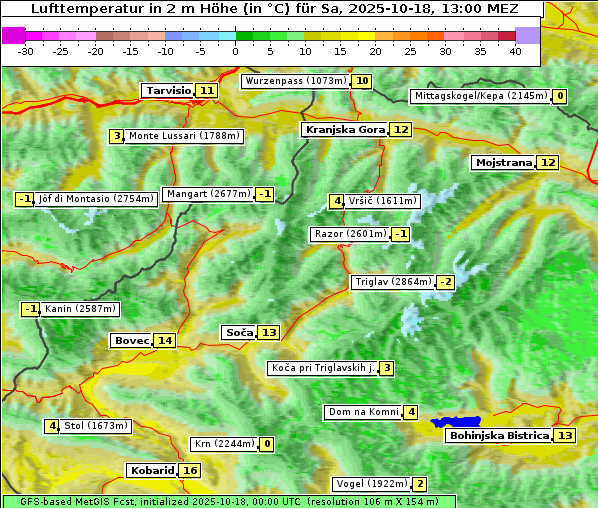Temperatur, 18. 10. 2025