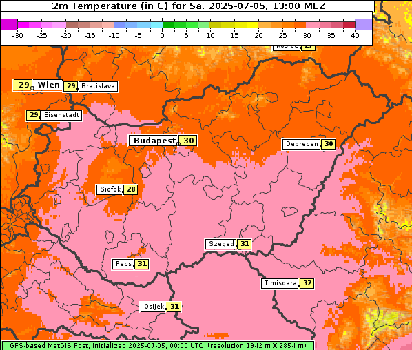 Temperatur, 5. 7. 2025