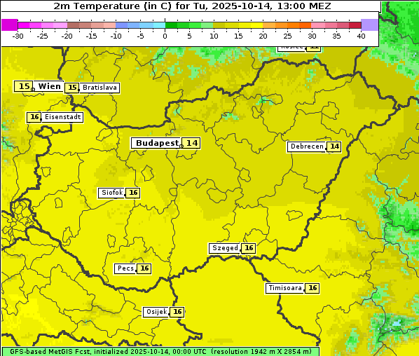 Temperatur, 14. 10. 2025