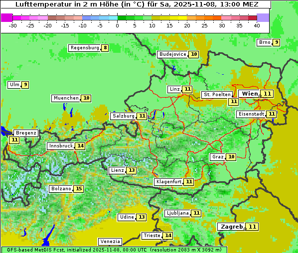 Temperatur, 8. 11. 2025