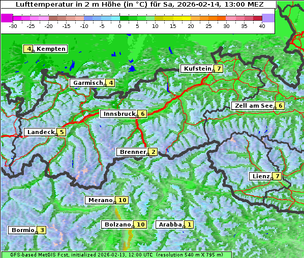 Temperatur, 14. 2. 2026