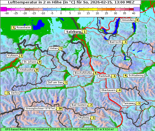 Temperatur, 15. 2. 2026