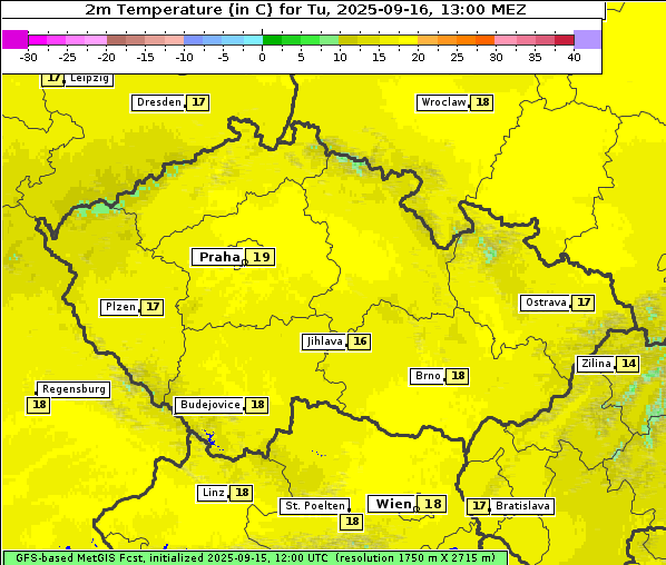 Temperatur, 16. 9. 2025