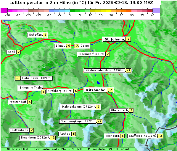 Temperatur, 13. 2. 2026