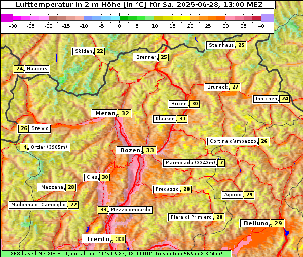 Temperatur, 28. 6. 2025