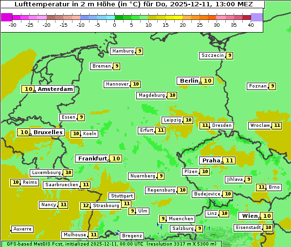 Temperatur, 11. 12. 2025