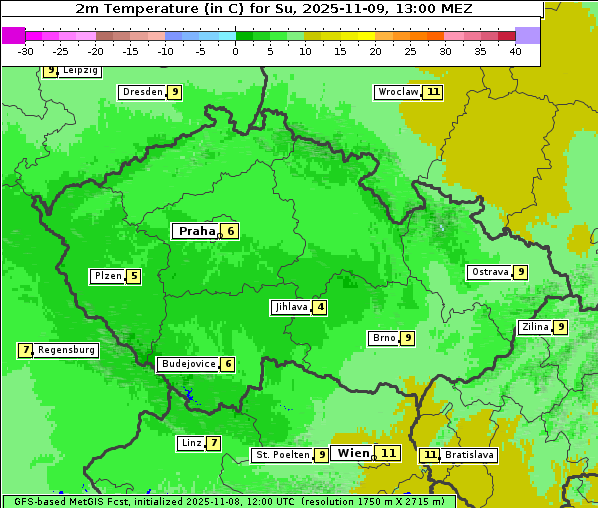 Temperatur, 9. 11. 2025