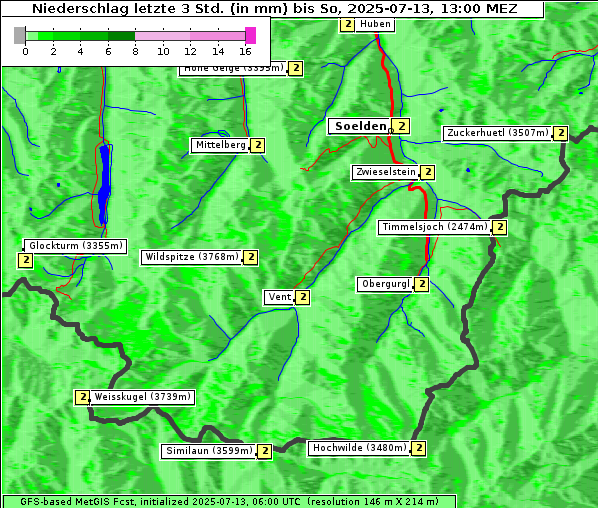 Niederschlag, 13. 7. 2025