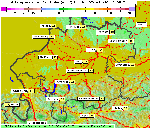 Temperatur, 30. 10. 2025