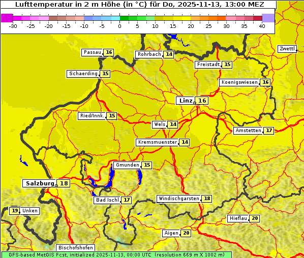 Temperatur, 13. 11. 2025