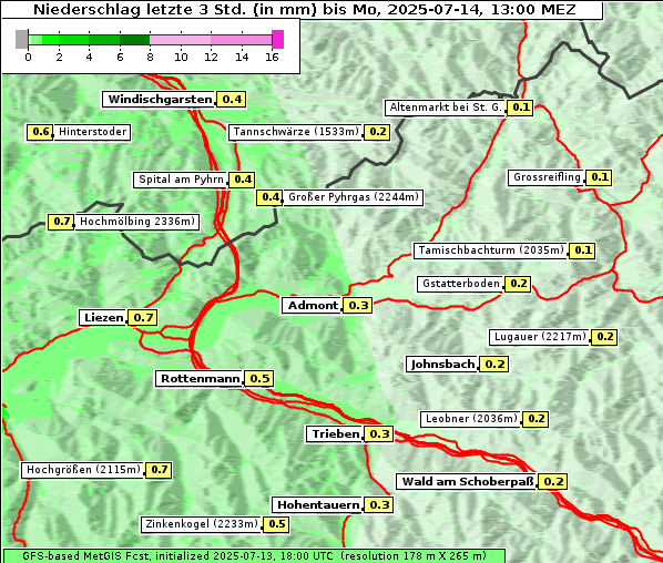 Niederschlag, 14. 7. 2025