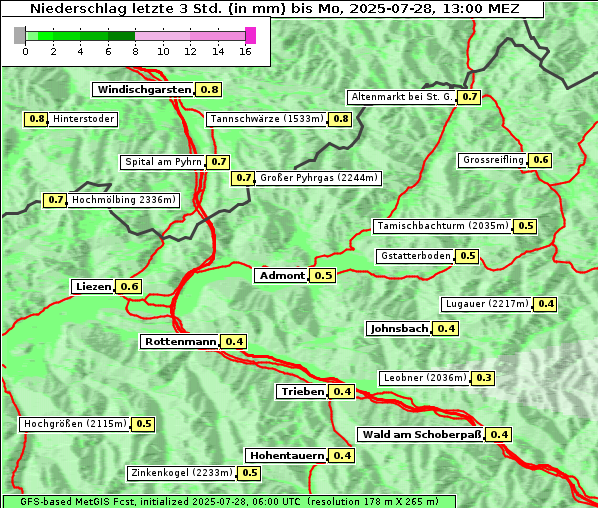Niederschlag, 28. 7. 2025