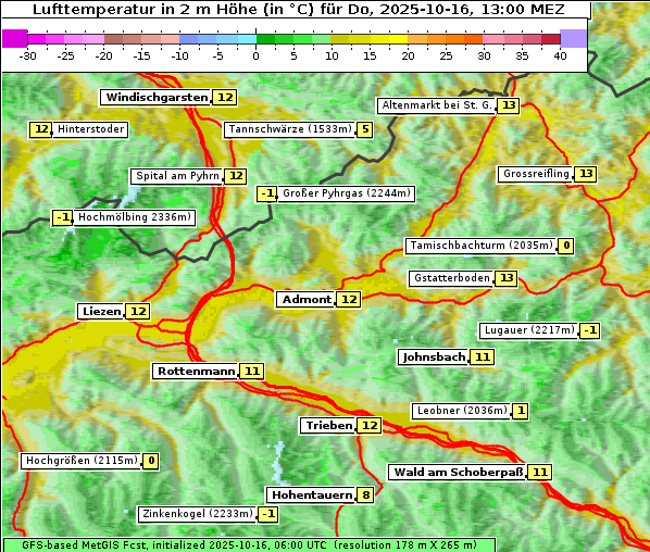 Temperatur, 16. 10. 2025