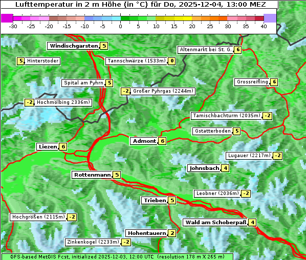 Temperatur, 4. 12. 2025