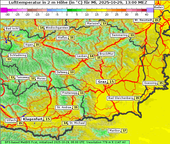 Temperatur, 29. 10. 2025