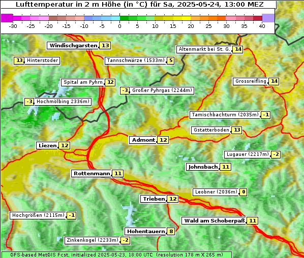 Temperatur, 24. 5. 2025