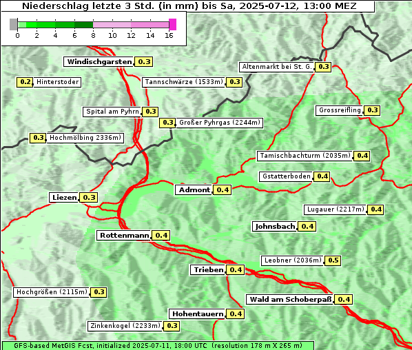 Niederschlag, 12. 7. 2025