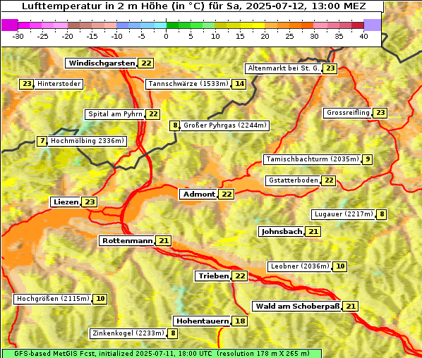 Temperatur, 12. 7. 2025