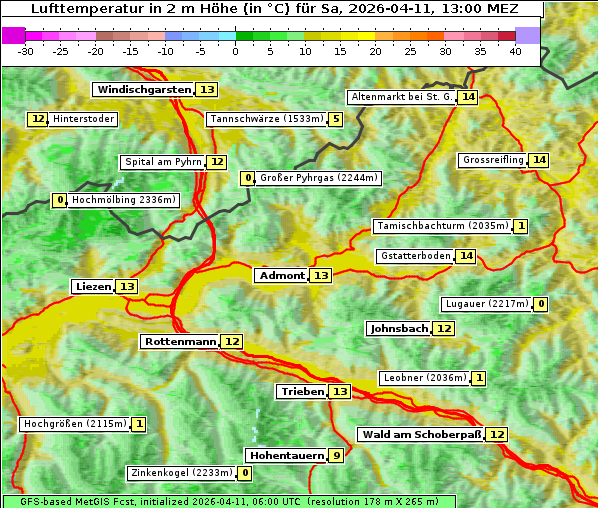 Temperatur, 11. 4. 2026