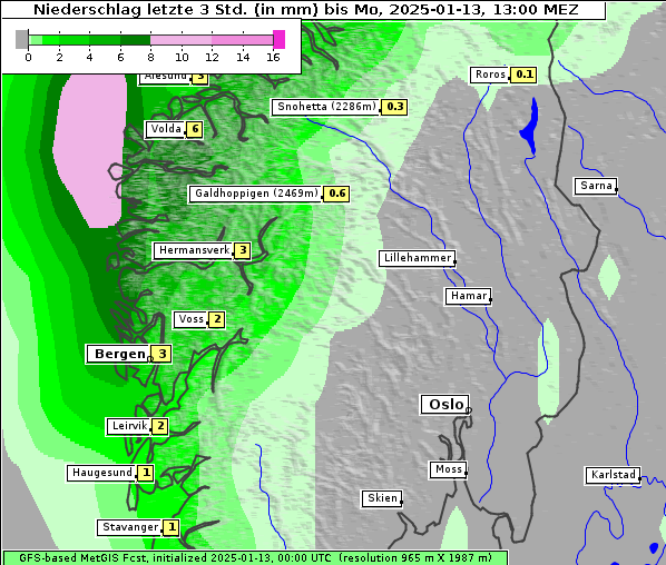 Niederschlag, 13. 1. 2025