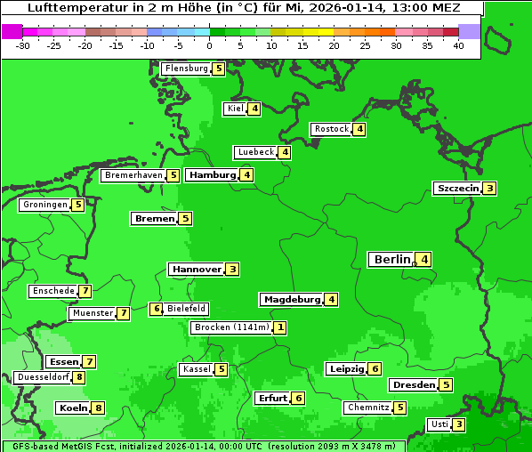Temperatur, 14. 1. 2026