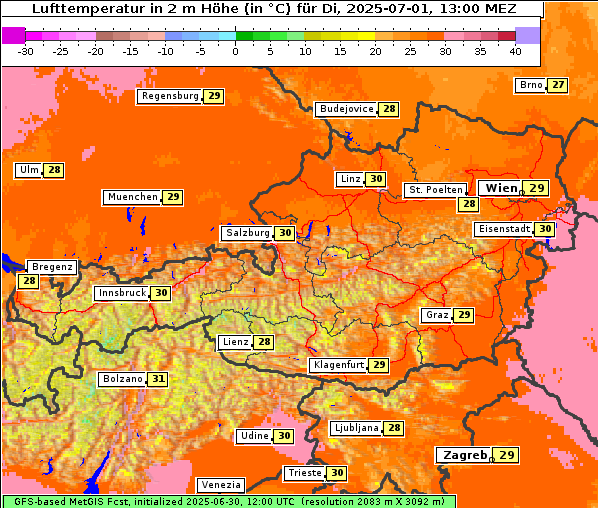 Temperatur, 1. 7. 2025