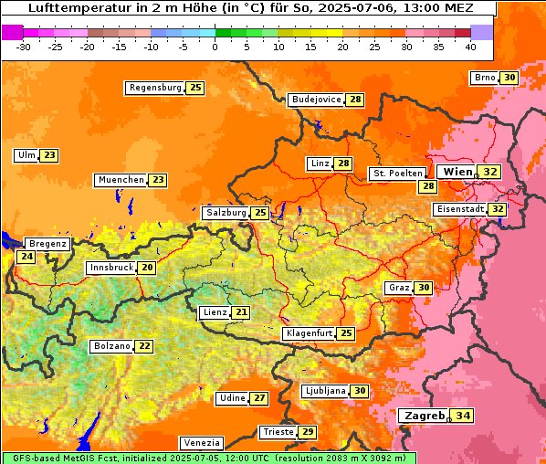 Temperatur, 6. 7. 2025