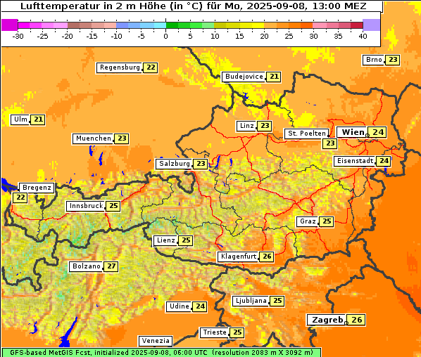 Temperatur, 8. 9. 2025