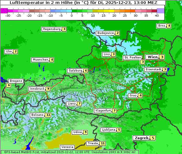 Temperatur, 23. 12. 2025