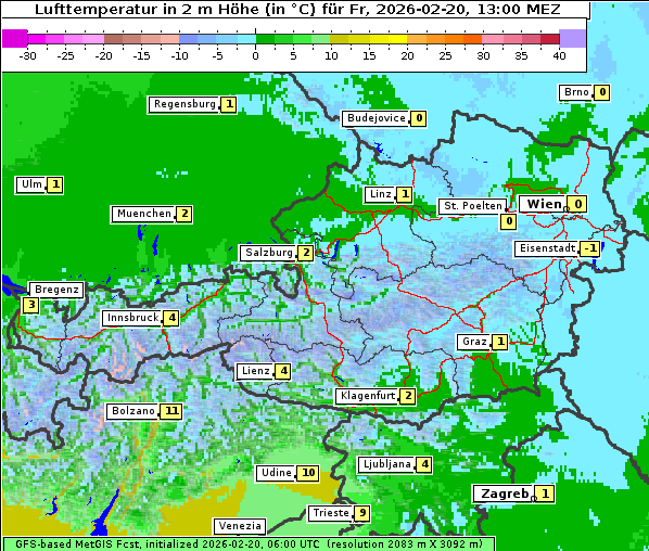 Temperatur, 20. 2. 2026
