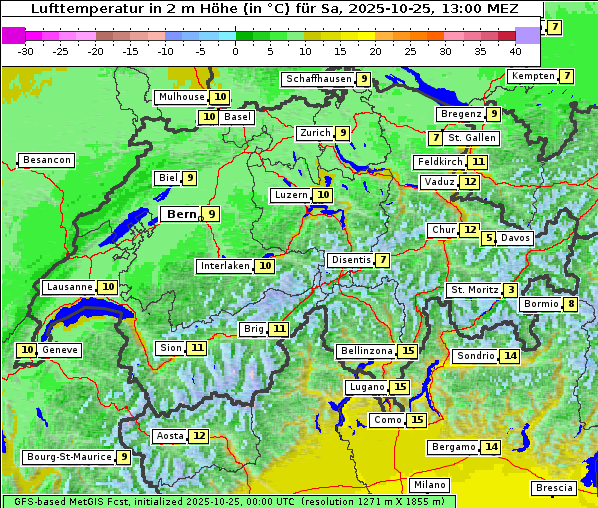 Temperatur, 25. 10. 2025
