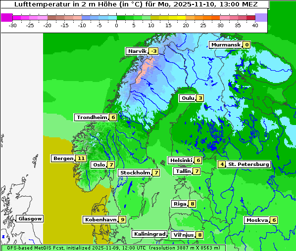 Temperatur, 10. 11. 2025