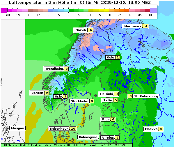 Temperatur, 10. 12. 2025
