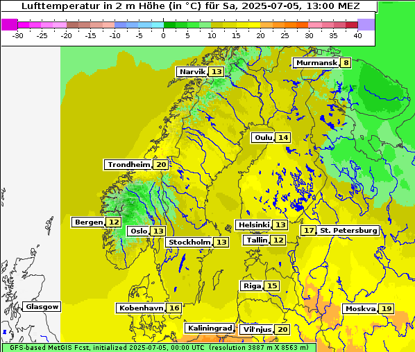 Temperatur, 5. 7. 2025