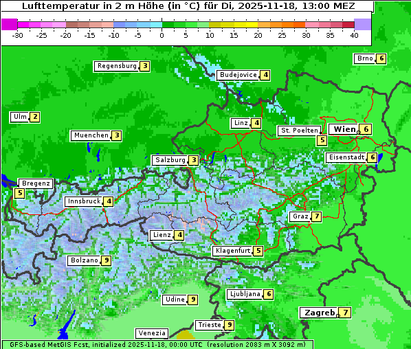 Temperatur, 18. 11. 2025