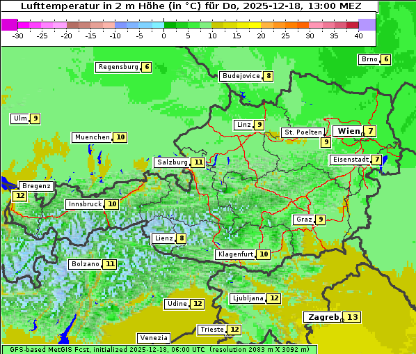 Temperatur, 18. 12. 2025