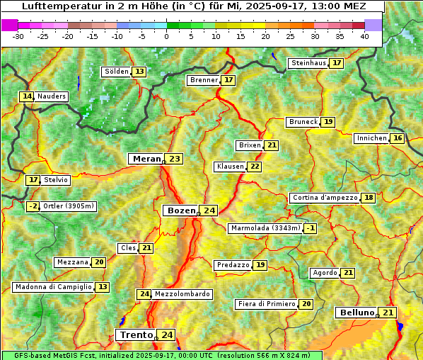 Temperatur, 17. 9. 2025