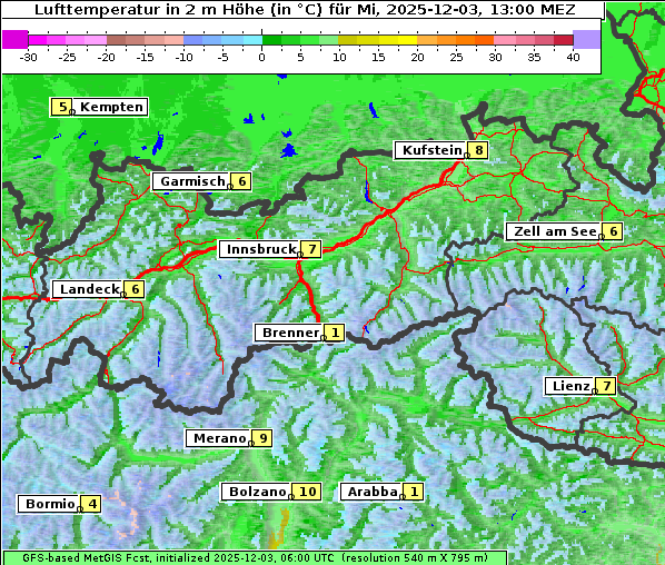 Temperatur, 3. 12. 2025