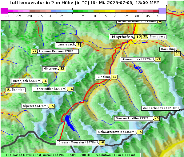 Temperatur, 9. 7. 2025