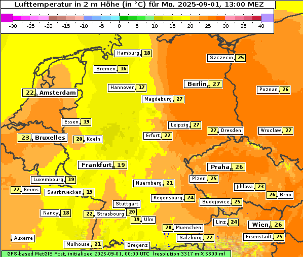 Temperatur, 1. 9. 2025