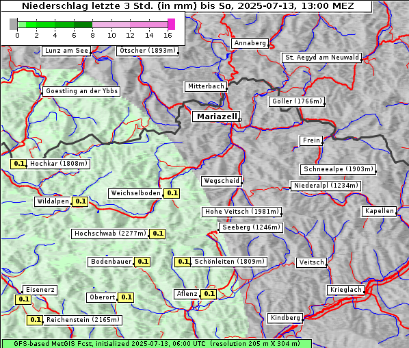 Niederschlag, 13. 7. 2025