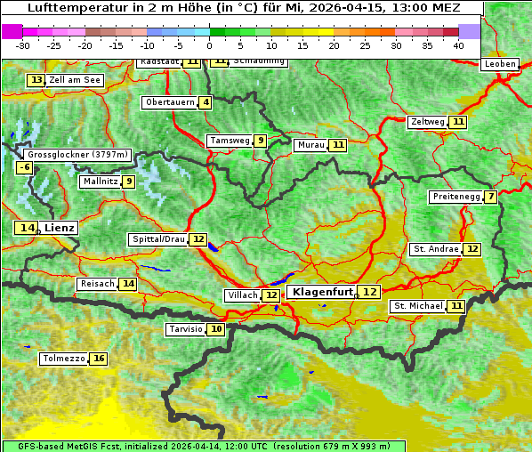 Temperatur, 15. 4. 2026