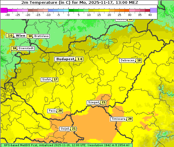 Temperatur, 17. 11. 2025