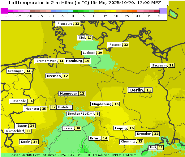 Temperatur, 20. 10. 2025