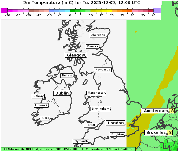 Temperatur, 2. 12. 2025