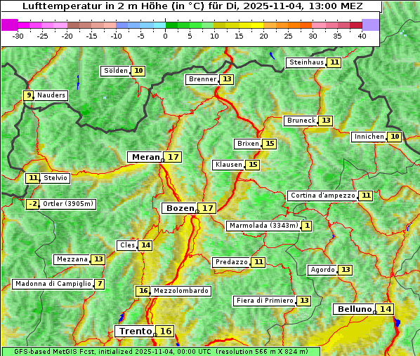 Temperatur, 4. 11. 2025