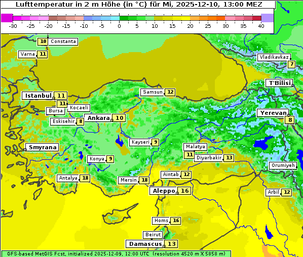 Temperatur, 10. 12. 2025