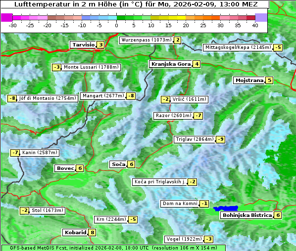Temperatur, 9. 2. 2026