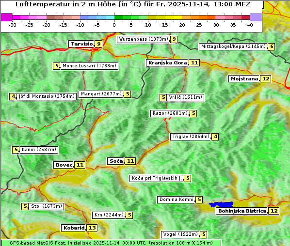 Temperatur, 14. 11. 2025